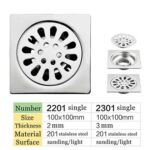 High Quality Square 4 انچ 2 Mm Thin 201 Stainless Steel Engineer Style Shower Toilet Kitchen Floor Drain