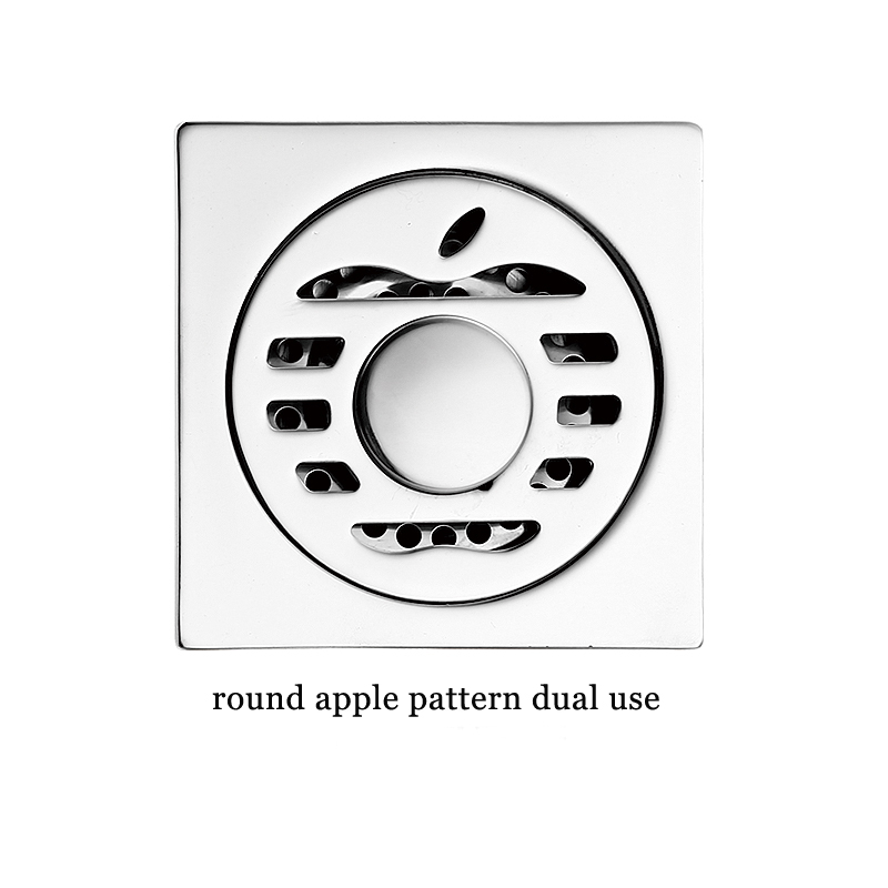 Hot Square Tebal 6mm 4 Inci 201 Stainless Steel Round Apple Pattern Kamar Mandi Shower Kuningan Anti Bau Floor Drain dengan Bayonet —XINZHIJIA / XUNJIA