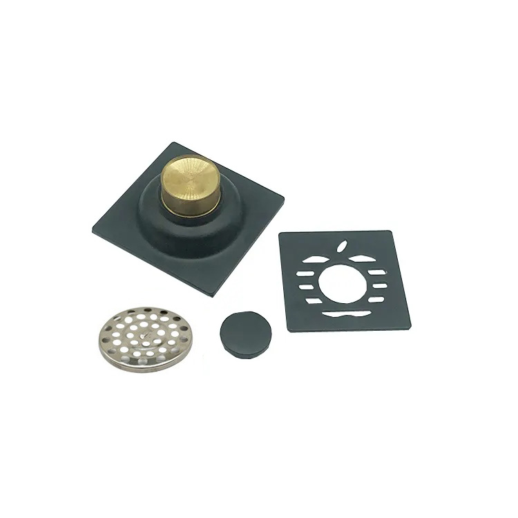 Penjualan panas hitam 4 Inch Double 6mm Pola Apple Square tebal 201 Stainless Steel Lantai Kamar Mandi - Xinzhijia/Xunjia