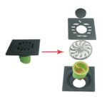 Großhandel Dual 6 mm dick 4 Zoll quadratisch schwarz 201 Edelstahl Badezimmer Dusche Kunststoff Gerade Abfluss Anti -Geruchsboden Abfluss