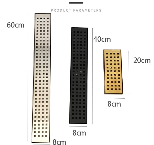 Bilik pancuran mandian anjakan besar keluli tahan karat dengan longkang lantai grid lubang segi empat tepat
