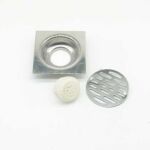 Square 10 * 10cm 3mm makapal Sus 201 Hindi kinakalawang na asero Linear Floor Drain na may Pvc Anti amoy Seal Core