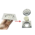 Square 10 * 10cm 3mm makapal Sus 201 Hindi kinakalawang na asero Linear Floor Drain na may Pvc Anti amoy Seal Core