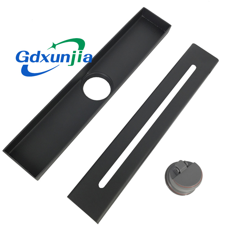 Long straight floor drain large displacement square gun gray floor drain